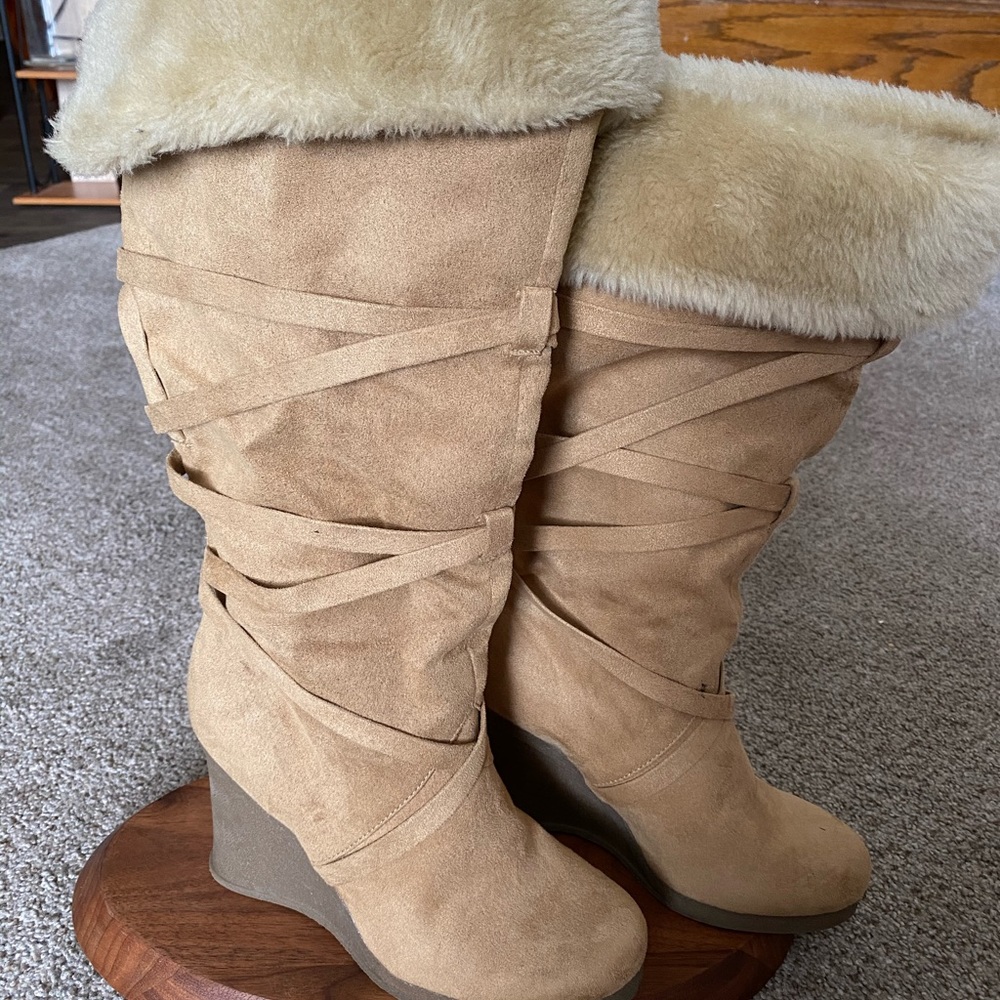 High calf boots.